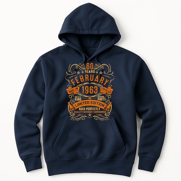 Vintage 60th Birthday February 1963 Birthday Hoodie