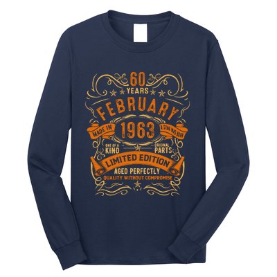 Vintage 60th Birthday February 1963 Birthday Long Sleeve Shirt