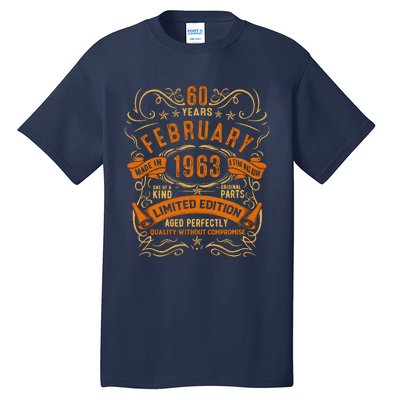 Vintage 60th Birthday February 1963 Birthday Tall T-Shirt