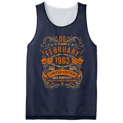 Vintage 60th Birthday February 1963 Birthday Mesh Reversible Basketball Jersey Tank