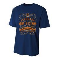 Vintage 60th Birthday February 1963 Birthday Performance Sprint T-Shirt