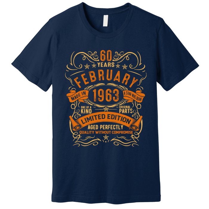 Vintage 60th Birthday February 1963 Birthday Premium T-Shirt