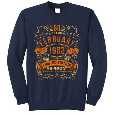 Vintage 60th Birthday February 1963 Birthday Tall Sweatshirt