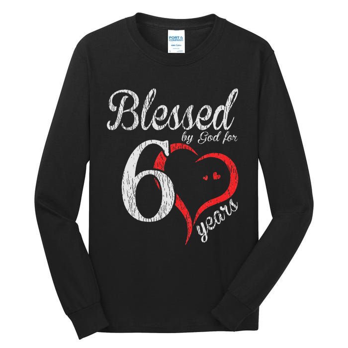 Vintage 60th Birthday Blessed By God, Happy Birthday Gift Tall Long Sleeve T-Shirt