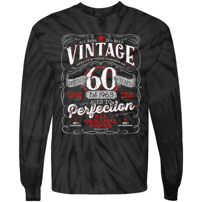 Vintage 60th Birthday 1963 Aged to Perfection Born in 60s Tie-Dye Long Sleeve Shirt