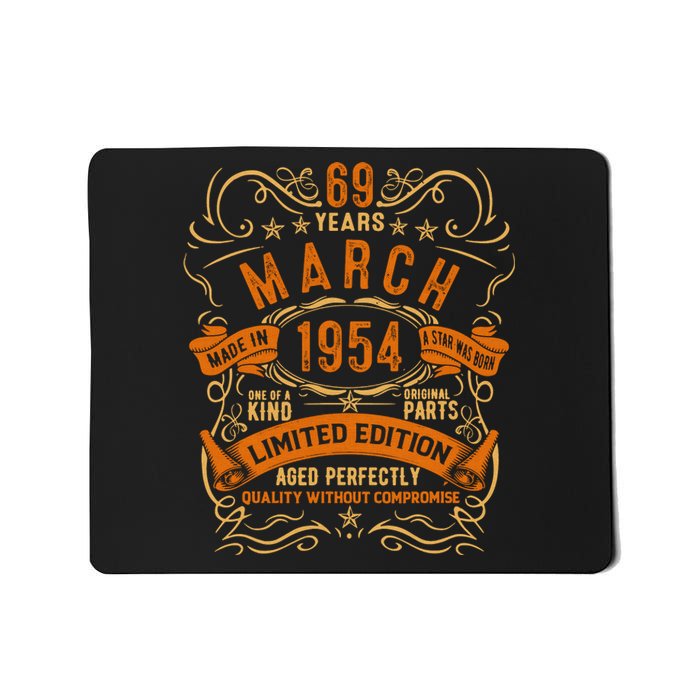 Vintage 69th Birthday March 1954 Birthday Mousepad