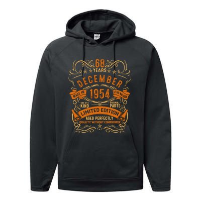 Vintage 68 Birthday December 1954 Birthday Performance Fleece Hoodie