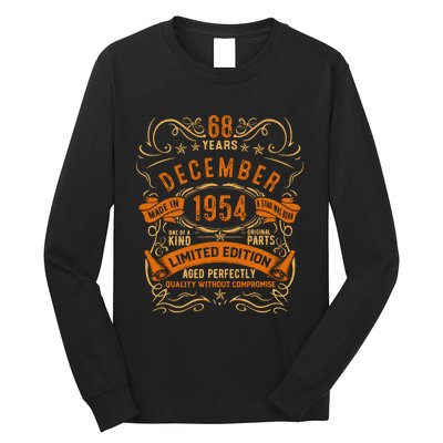 Vintage 68 Birthday December 1954 Birthday Long Sleeve Shirt