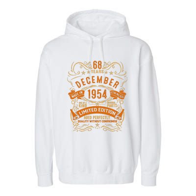 Vintage 68 Birthday December 1954 Birthday Garment-Dyed Fleece Hoodie