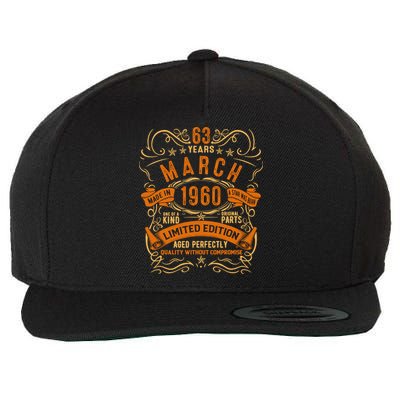 Vintage 63th Birthday March 1960 Birthday Wool Snapback Cap