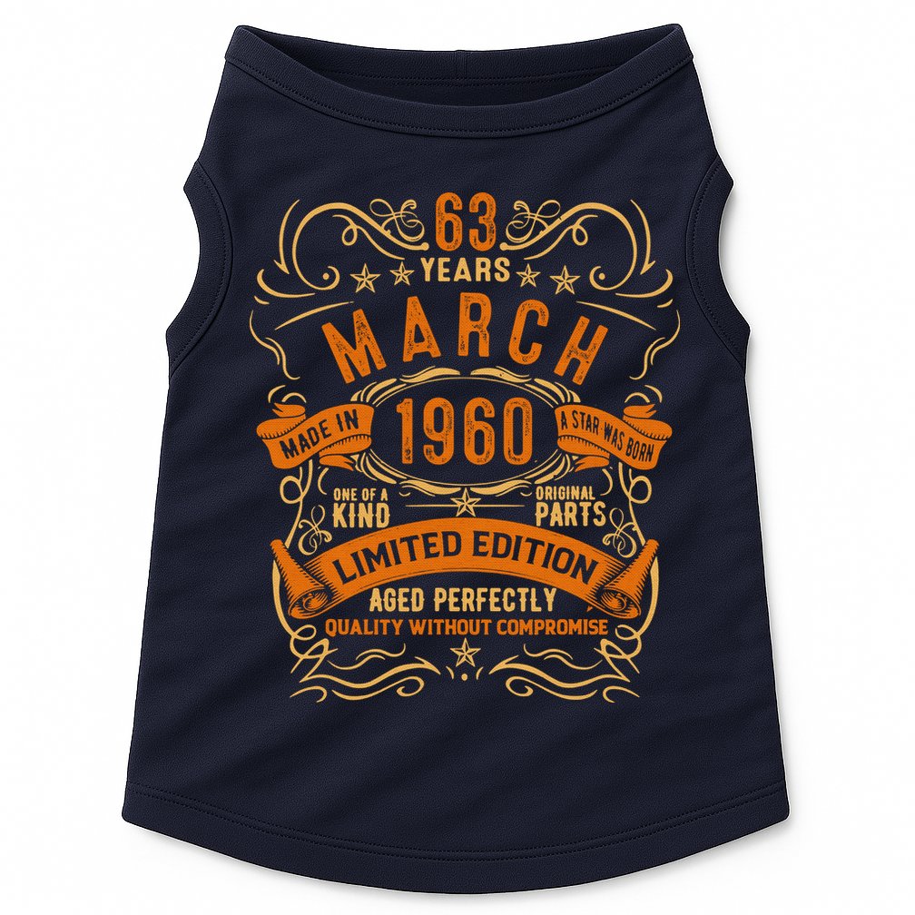 Vintage 63th Birthday March 1960 Birthday Doggie Tank