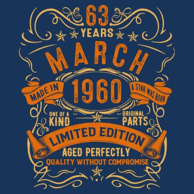 Vintage 63th Birthday March 1960 Birthday T-Shirt