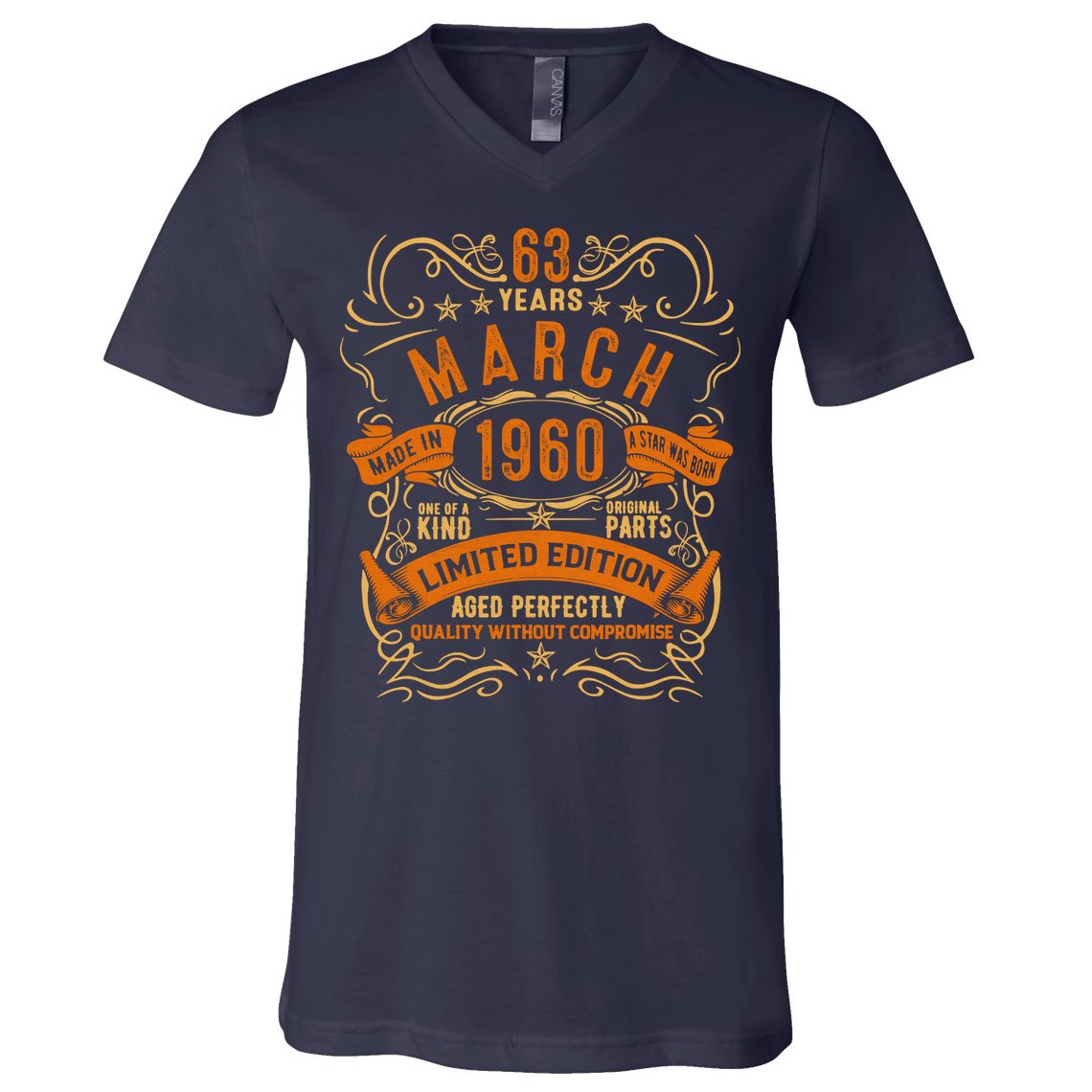 Vintage 63th Birthday March 1960 Birthday V-Neck T-Shirt