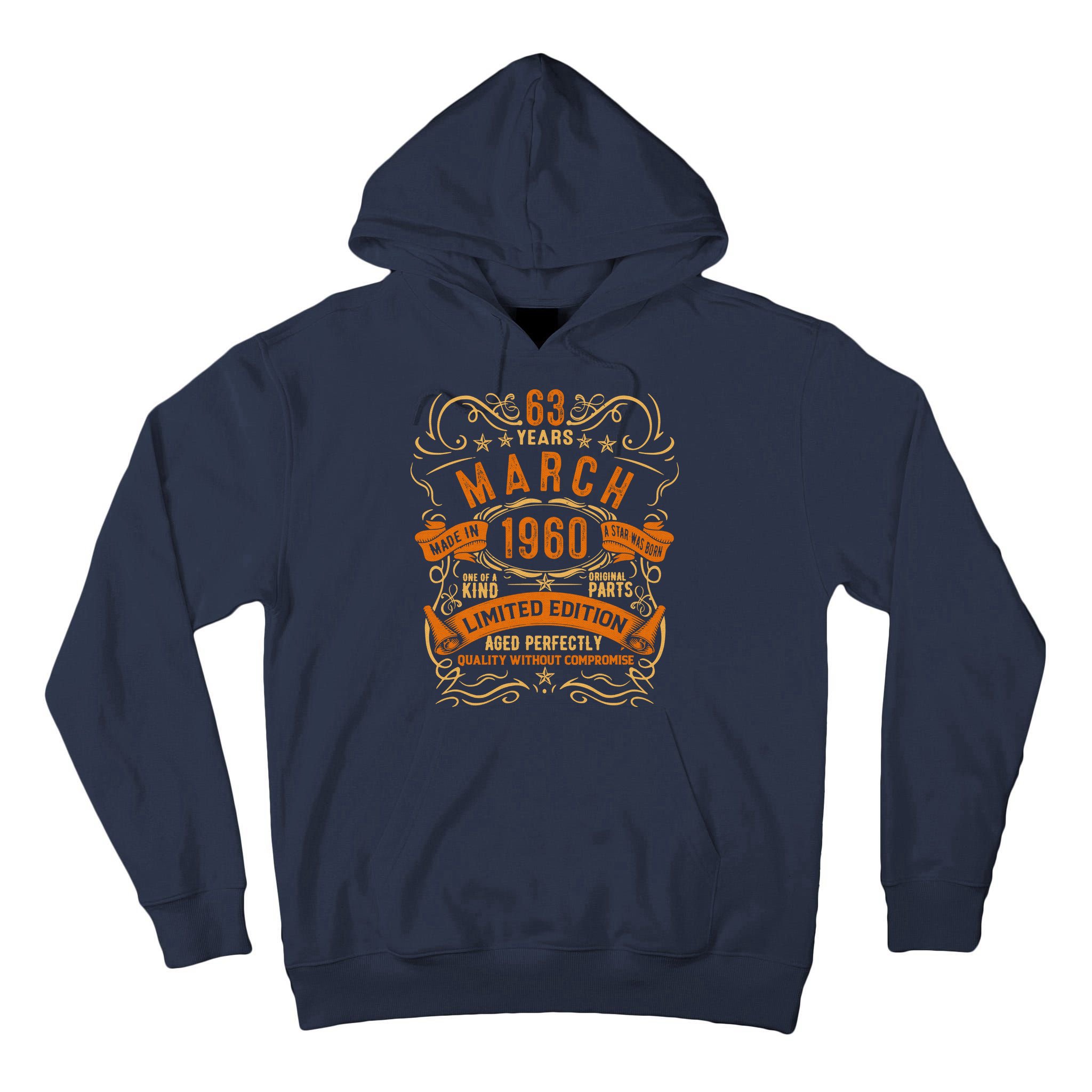 Vintage 63th Birthday March 1960 Birthday Tall Hoodie