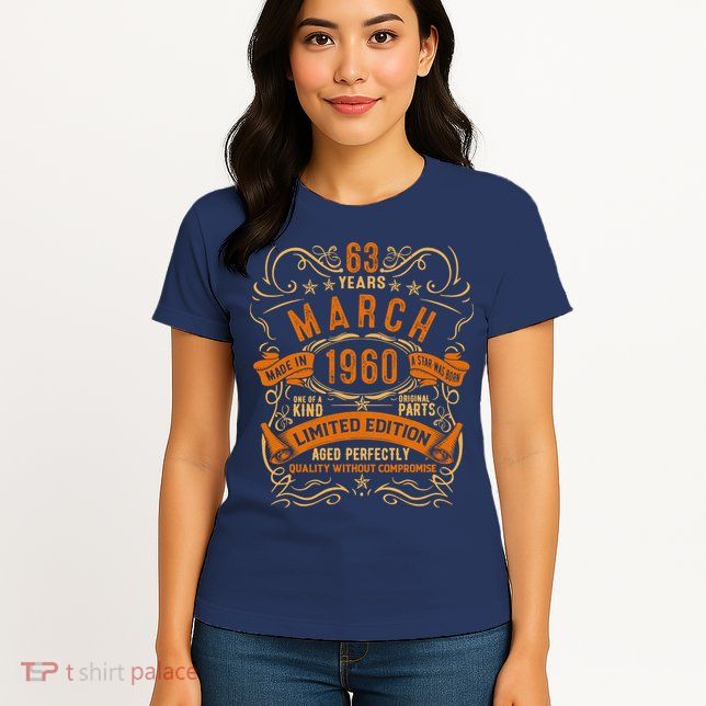 Vintage 63th Birthday March 1960 Birthday Womens T-Shirt