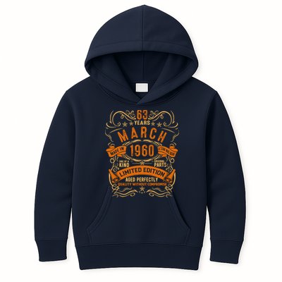Vintage 63th Birthday March 1960 Birthday Kids Hoodie