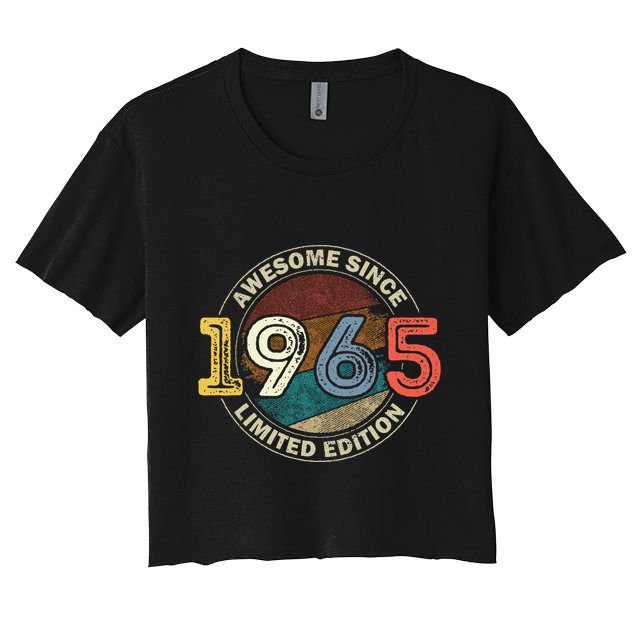 Vintage 60 Birthday Decorations 60yr 1965 60th Birthday Women's Crop Top Tee