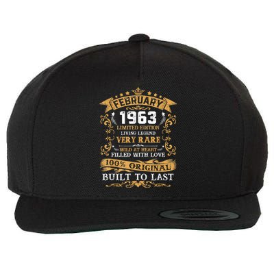 Vintage 60th Birthday February 1963 60 Years Old Wool Snapback Cap