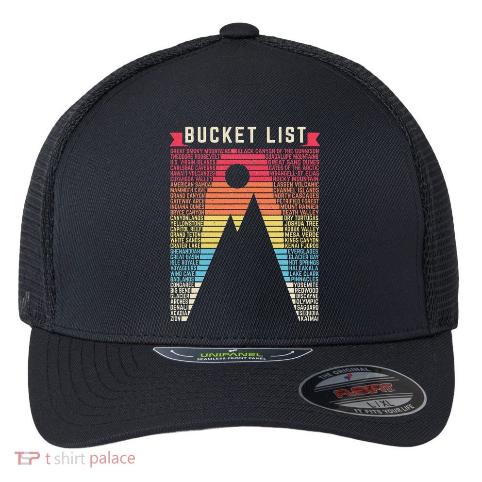 Vintage 62 US National Parks Scratch off Bucket list Travel Flexfit Unipanel Trucker Cap