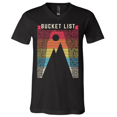 Vintage 62 US National Parks Scratch off Bucket list Travel V-Neck T-Shirt