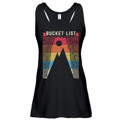 Vintage 62 US National Parks Scratch off Bucket list Travel Ladies Essential Flowy Tank