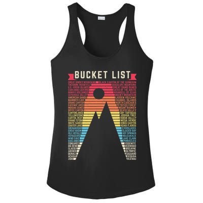 Vintage 62 US National Parks Scratch off Bucket list Travel Ladies PosiCharge Competitor Racerback Tank