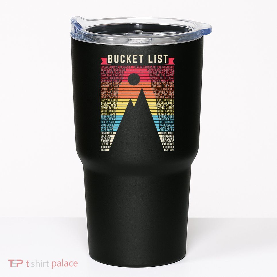 Vintage 62 US National Parks Scratch off Bucket list Travel Tumbler