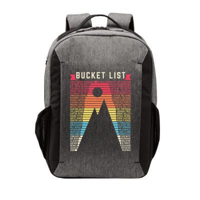 Vintage 62 US National Parks Scratch off Bucket list Travel Vector Backpack