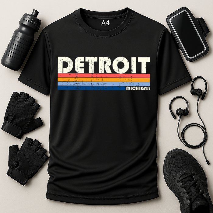 Vintage 70s 80s Style Detroit Mi Great Gift Performance Shirt