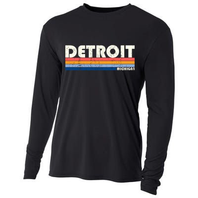 Vintage 70s 80s Style Detroit Mi Great Gift Cooling Performance Long Sleeve Crew