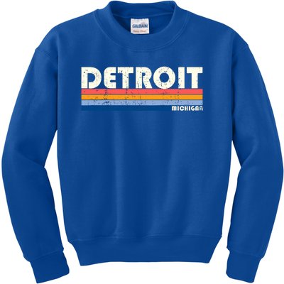 Vintage 70s 80s Style Detroit Mi Great Gift Kids Sweatshirt