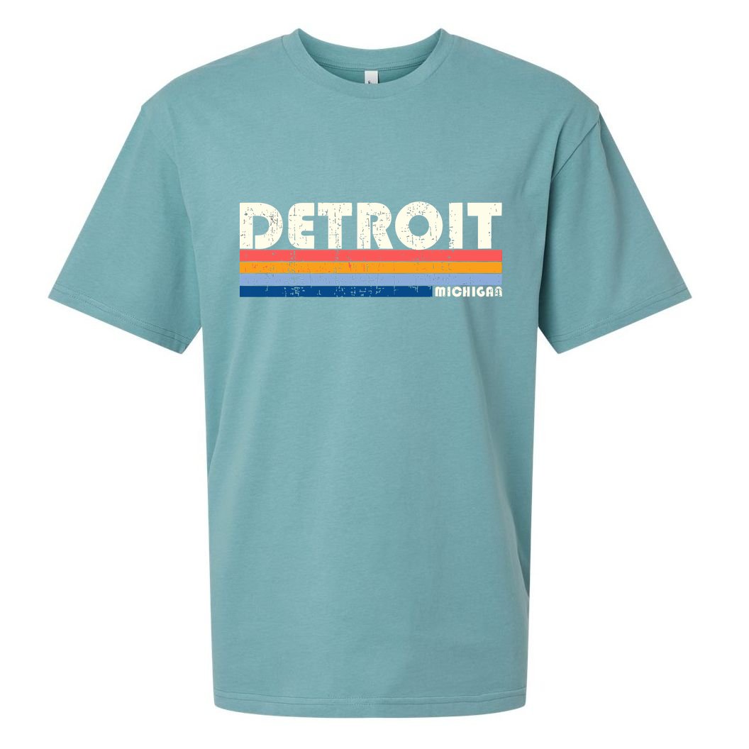 Vintage 70s 80s Style Detroit Mi Great Gift Sueded Cloud Jersey T-Shirt