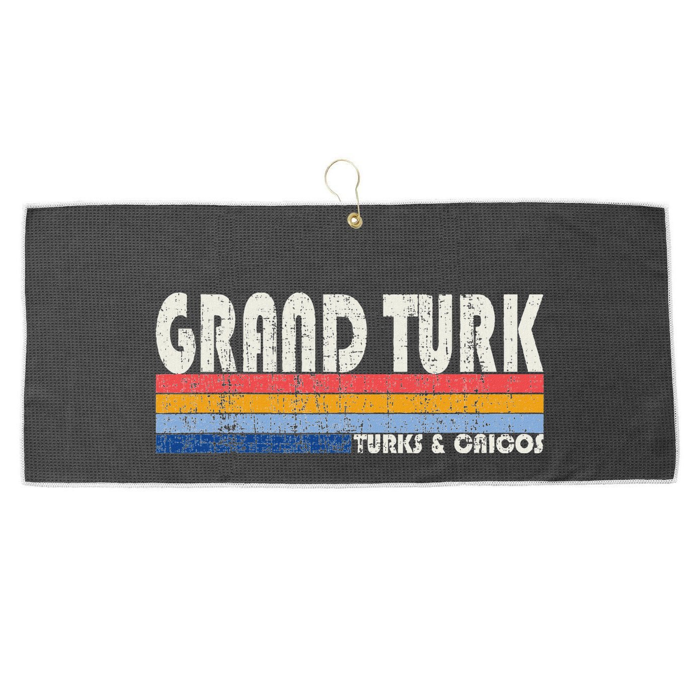 Vintage 70s 80s Style Grand Turk Turks And Caicos Isl Large Microfiber Waffle Golf Towel