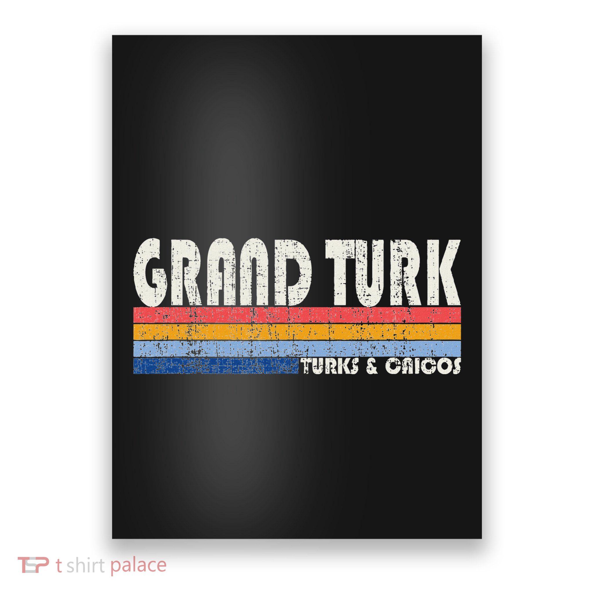 Vintage 70s 80s Style Grand Turk Turks And Caicos Isl Poster