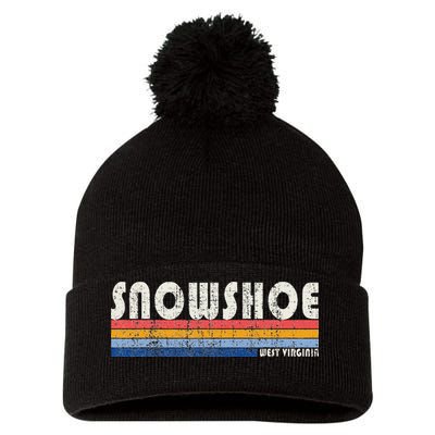 Vintage 70s 80s Style Snowshoe Wv Pom Pom 12in Knit Beanie
