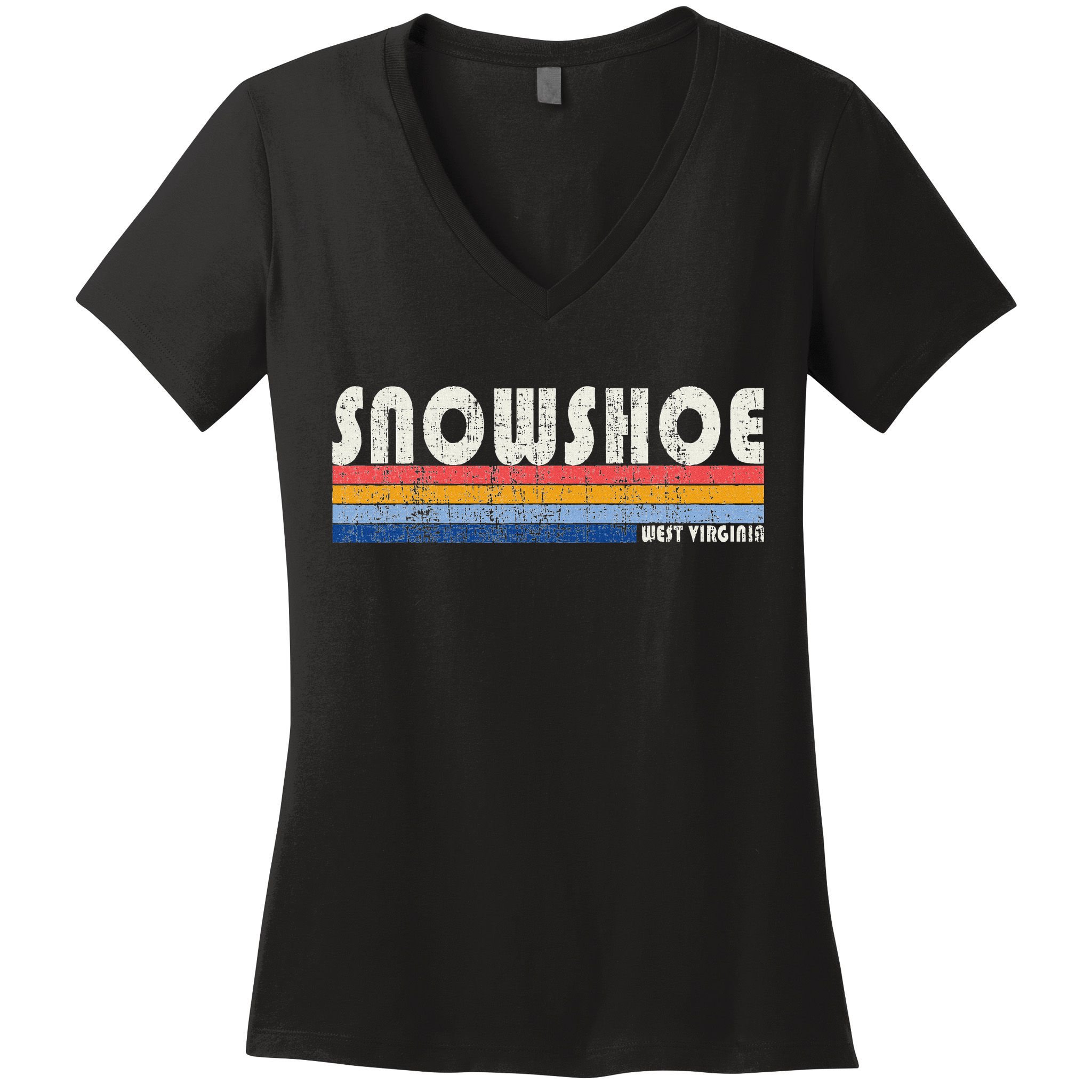 Vintage 70s 80s Style Snowshoe Wv Women's V-Neck T-Shirt