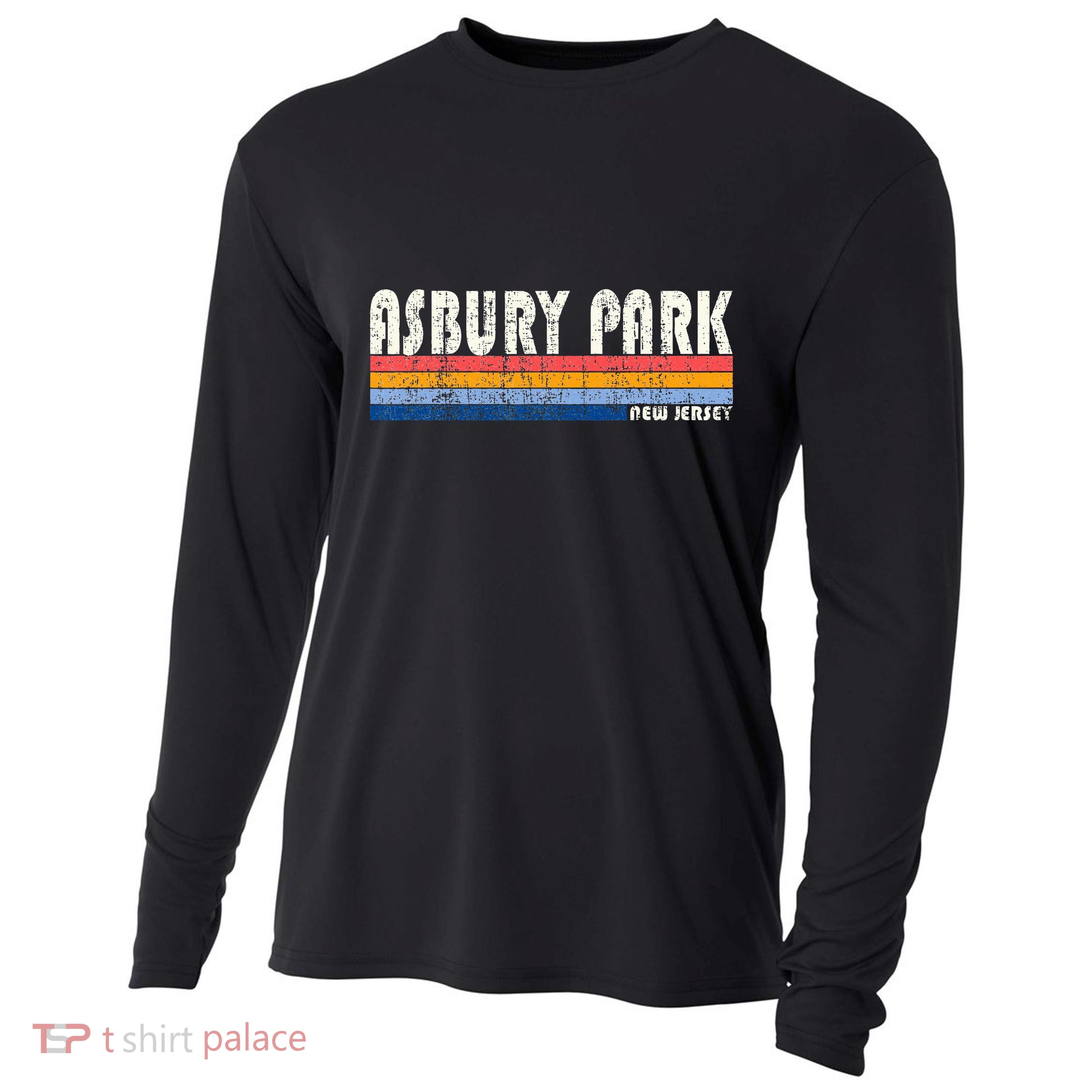 Vintage 70s 80s Style Asbury Park Nj Cooling Performance Long Sleeve Crew