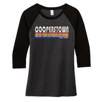 Vintage 70s 80s Style Cooperstown Women's Tri-Blend 3/4-Sleeve Raglan Shirt