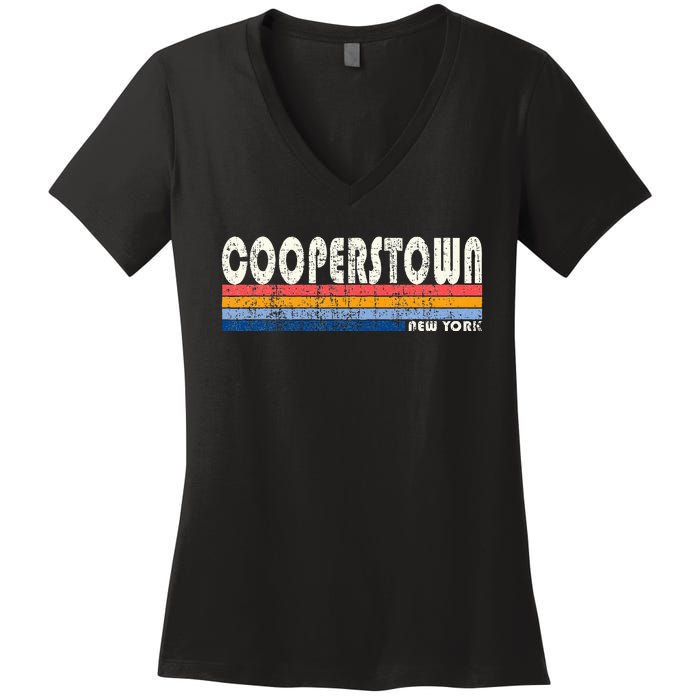 Vintage 70s 80s Style Cooperstown Women's V-Neck T-Shirt