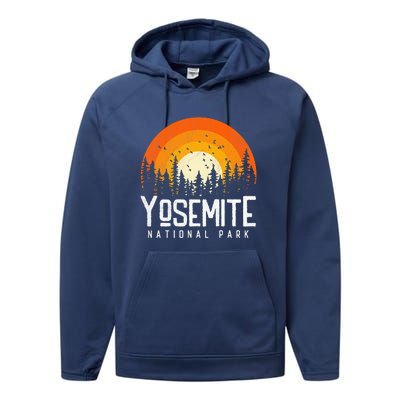 Vintage 70s 80s Yosemite US National Park Retro Style Performance Fleece Hoodie