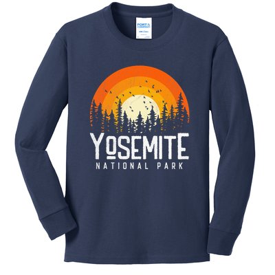 Vintage 70s 80s Yosemite US National Park Retro Style Kids Long Sleeve Shirt