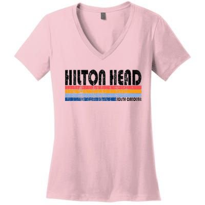 Vintage 70s 80s Style Hilton Head South Carolina Women's V-Neck T-Shirt