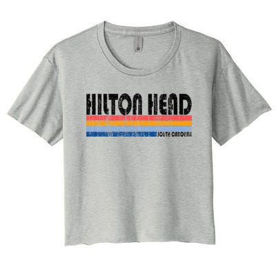 Vintage 70s 80s Style Hilton Head South Carolina Women's Crop Top Tee