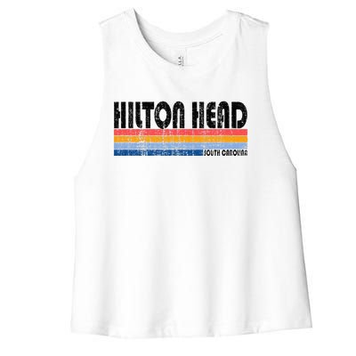 Vintage 70s 80s Style Hilton Head South Carolina Women's Racerback Cropped Tank