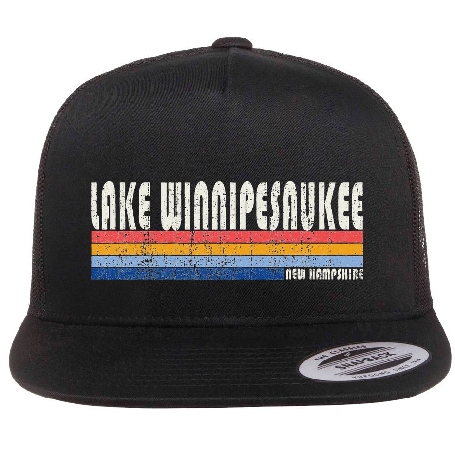 Vintage 70s 80s Style Lake Winnipesaukee Nh Flat Bill Trucker Hat
