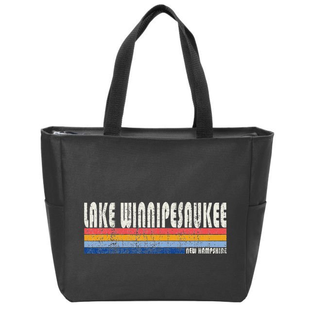 Vintage 70s 80s Style Lake Winnipesaukee Nh Zip Tote Bag