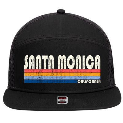 Vintage 70s 80s Style Santa Monica Ca Funny Gift 7 Panel Mesh Trucker Snapback Hat