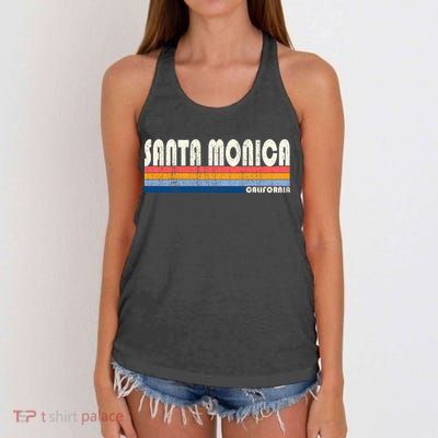 Vintage 70s 80s Style Santa Monica Ca Funny Gift Women's Knotted Racerback Tank