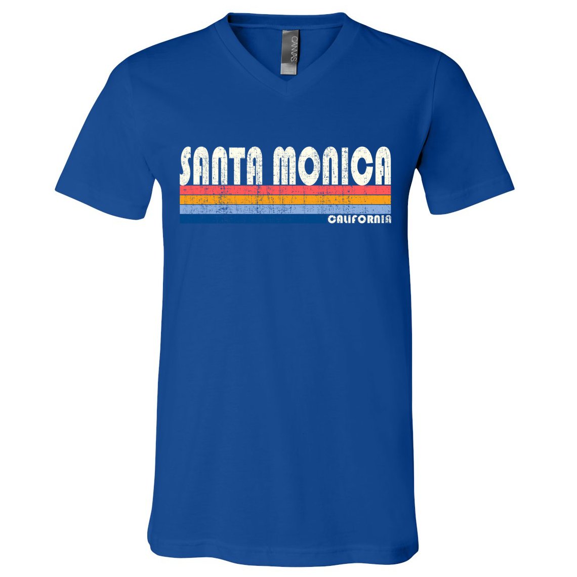 Vintage 70s 80s Style Santa Monica Ca Funny Gift V-Neck T-Shirt
