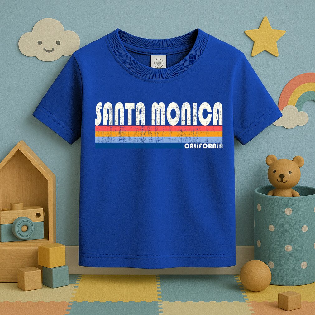 Vintage 70s 80s Style Santa Monica Ca Funny Gift Toddler T-Shirt